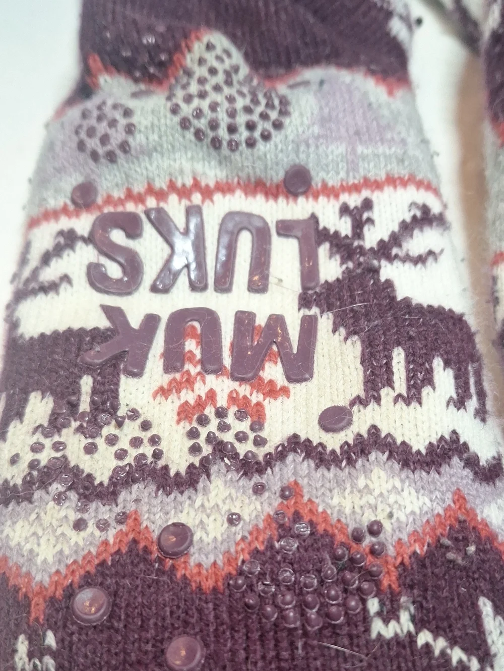 MUK LUK Print slipper socks with gripper - Winter Elk And Tree Print Sock